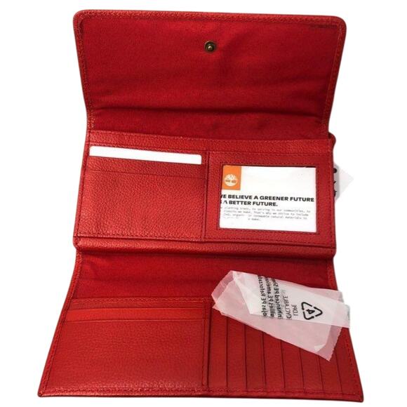 NWT TIMBERLAND Red Genuine Leather Women's Wallet No Flaws PRICE FIRM - Picture 6 of 12
